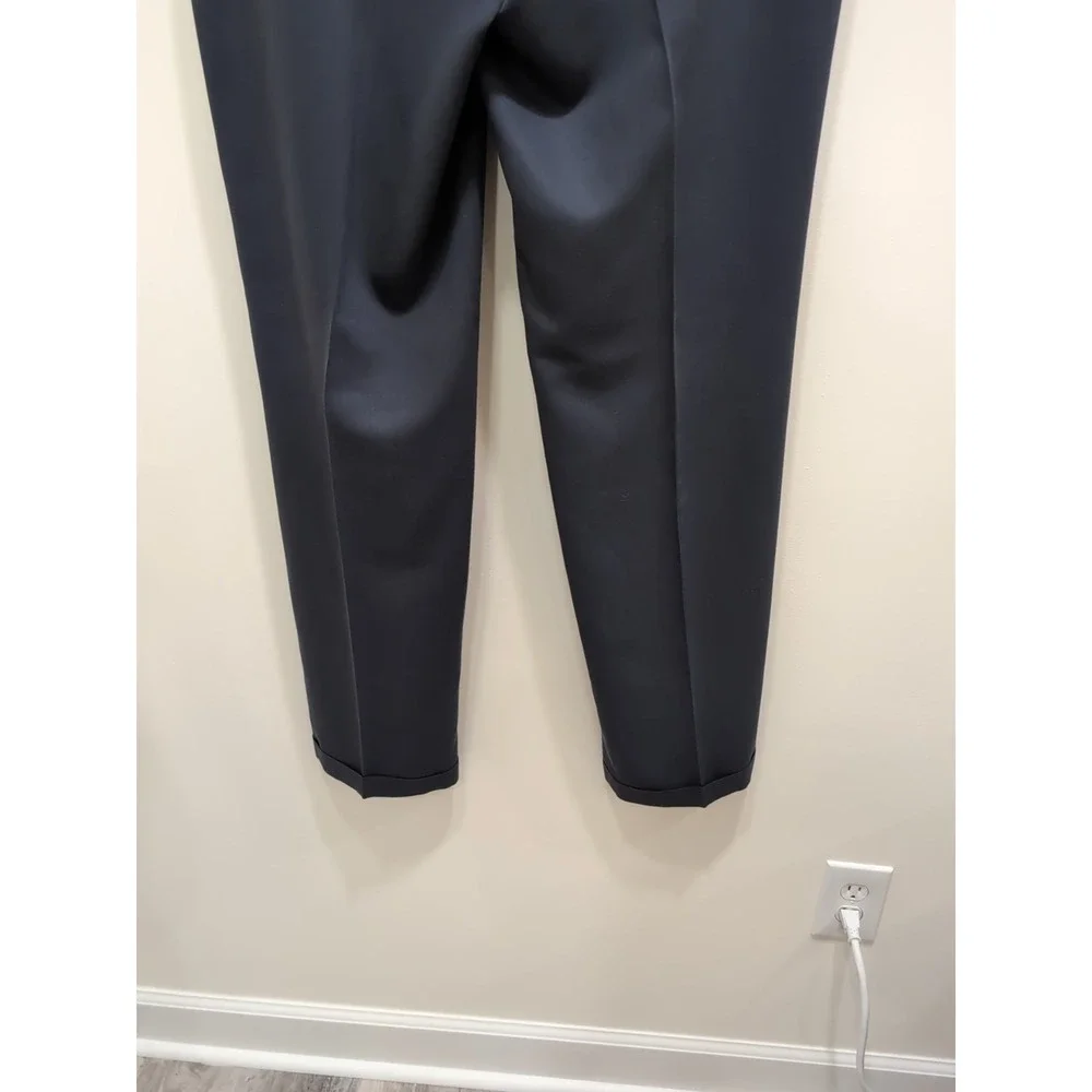 Savane‎ Mens Dress Pants Tall Size 40x36 Navy Blue Pleated Cuffed